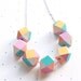 Pastel Wooden Geometric Faceted Beaded Necklace