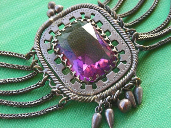 Victorian Amethyst Glass Festoon Necklace