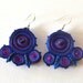 Earrings Blue Handmade - Textile Jewelry - Fiber Accessories - OOAK Ready To Ship