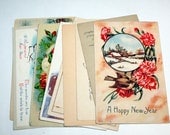 10 Early 1900s New Years Postcards - Birds