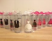 Quantity 12 Bridal Party gift Personalized acrylic tumbler 16oz w/ lid and straw - Bridesmaid, bride, Flower girl dress, name or monogram