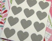 108 Grey Heart Stickers 3/4 inch Invitation Seals