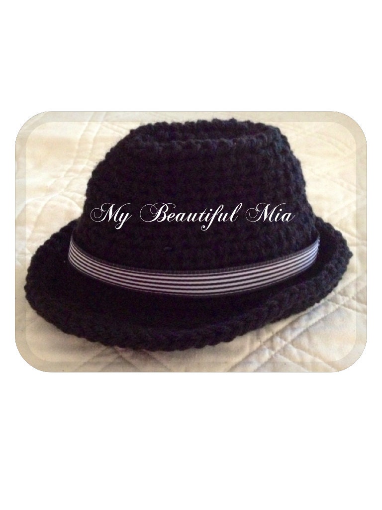 Pinstripe Crochet Fedora - Photo prop - Newborn - Ready to Ship