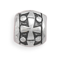 Round Cross Charm Bracelet Bead Sterling Silver - Compatible with most brands of European style bracelets