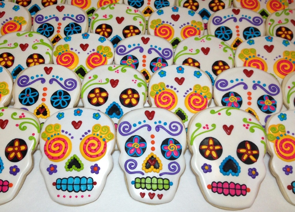 SweetTweets - Dia de los Muertos / Day of the Dead Skull cookies - 1 dozen