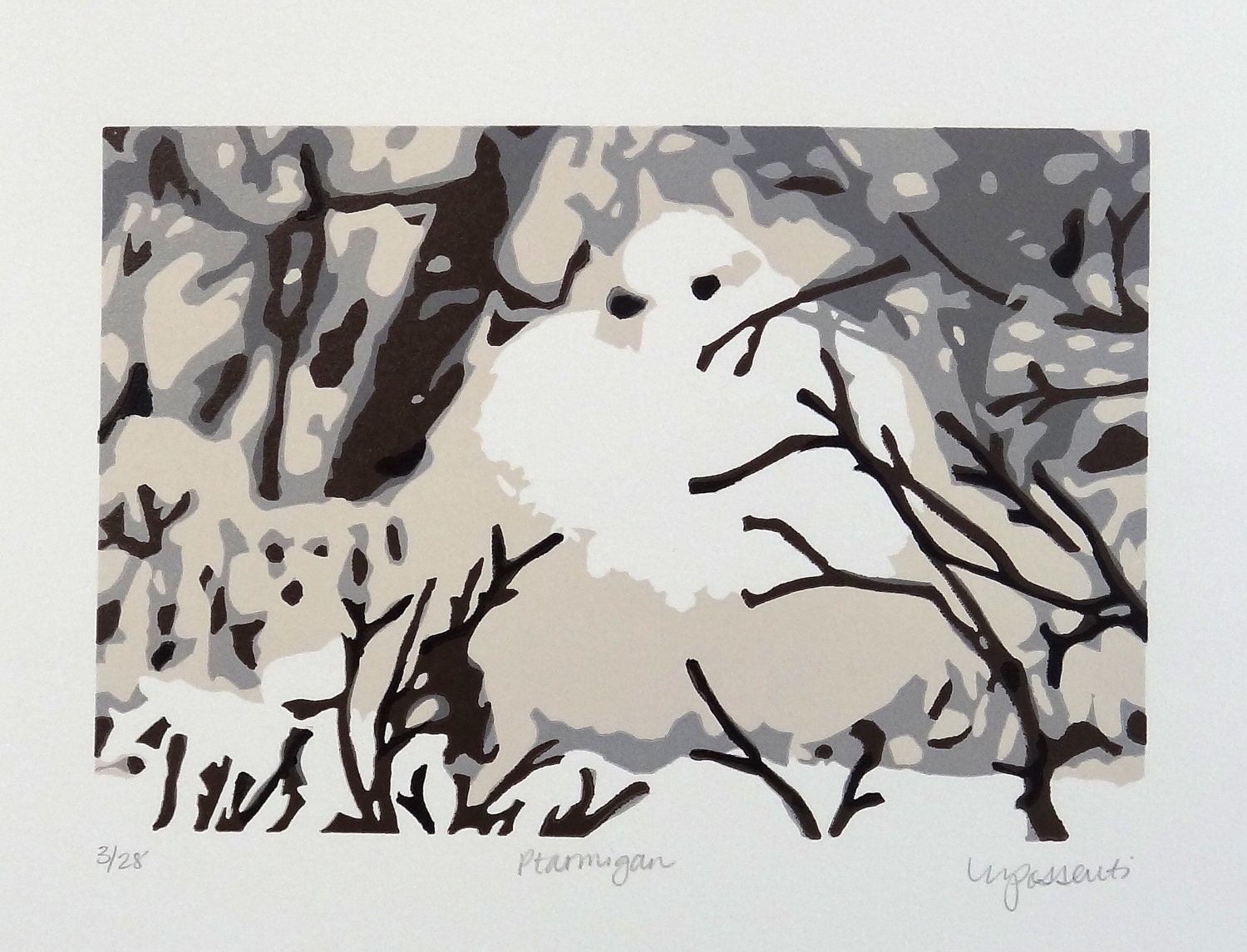 Ptarmigan Alaskan Bird Original Print with Signature