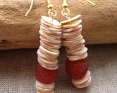 VOVO red recycled glass ostrich shell earrings by Fianaturals