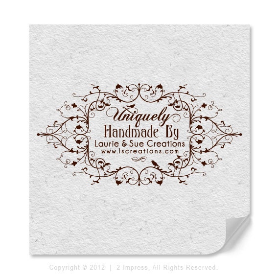 Custom Label Uniquely Handmade By Tag Rubber Stamp With Decorative Border