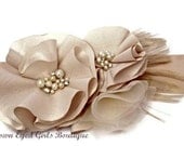Champagne Wedding Sash, Bridal Sash, Wedding Belt, Bridal Belt -Champagne Flowers