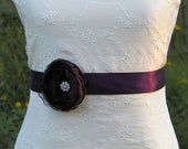 SALE- Aubergine Eggplant Wedding Sash Belt... Bridesmaids, Flower girls sash, great for prom, ball, portraits...