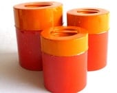 VINTAGE TIN CANNISTERS/ Red and Orange