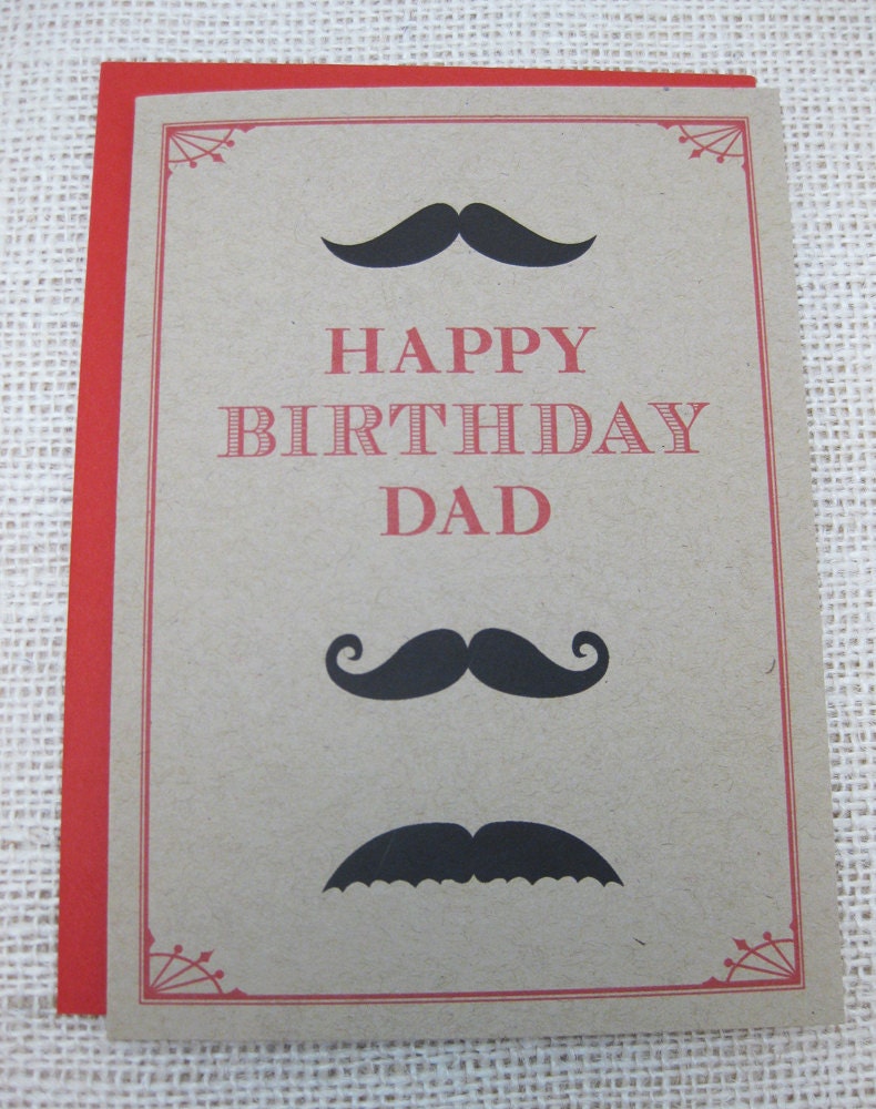 Hipster, Dad, Mustache, Kraft paper, Birthday Card - single