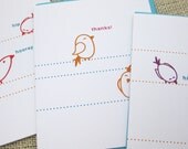 Modern Birds, Adorable, Cute, Bird Art, Happy Birthday, Thank You. Hi, Just Beacuse- Set of 6