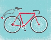 Cruiser Bicycle Art Print - 8 x10 Handprinted Screenprint