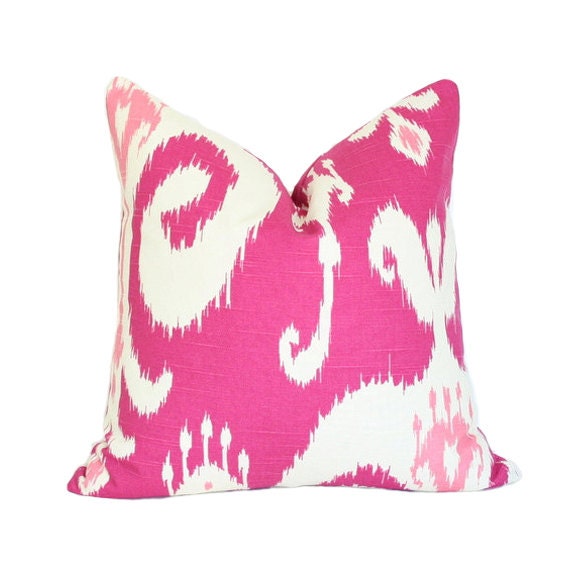 Magenta Ikat Designer Pillow Cover 17x17