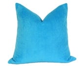 Bright Medium Blue Velvet Pillow Cover 19x19