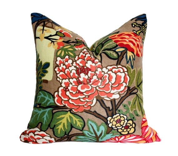 Chiang Mai Dragon Mocha Designer Pillow Cover 17x17 with velvet back
