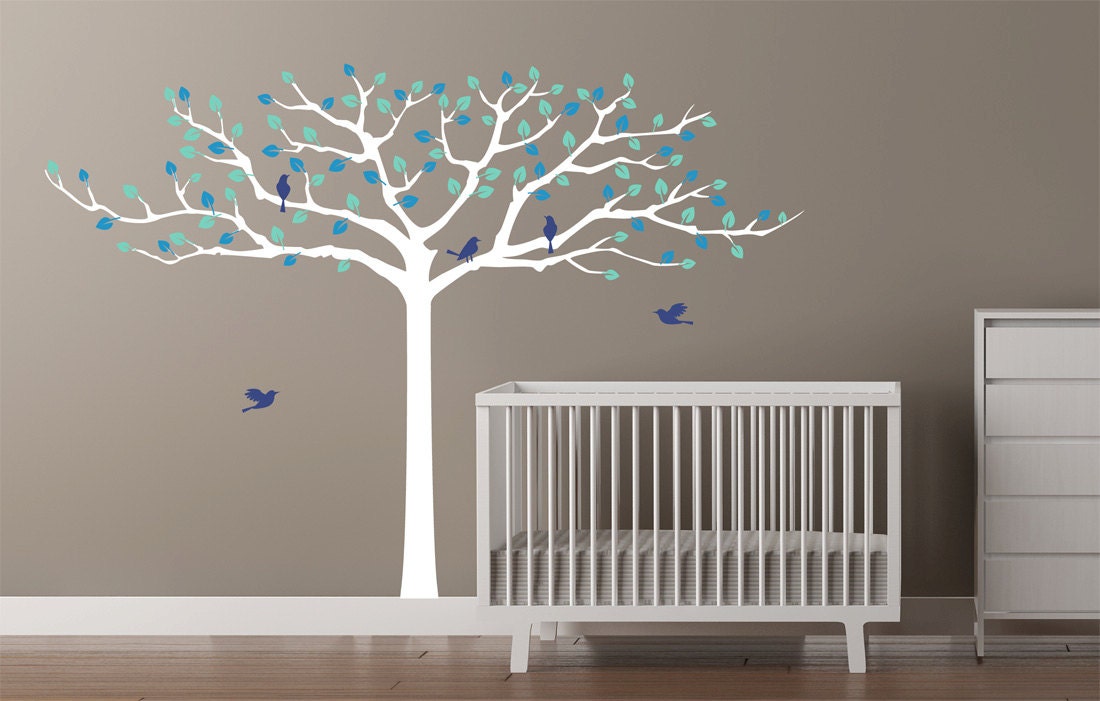 Wall Decals - Wide tree with colorful leaves for nursery or kid's room - Wall Decal SKU1568