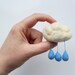 Made to order - Little white cloud with raindrops wool felt brooch - April Showers