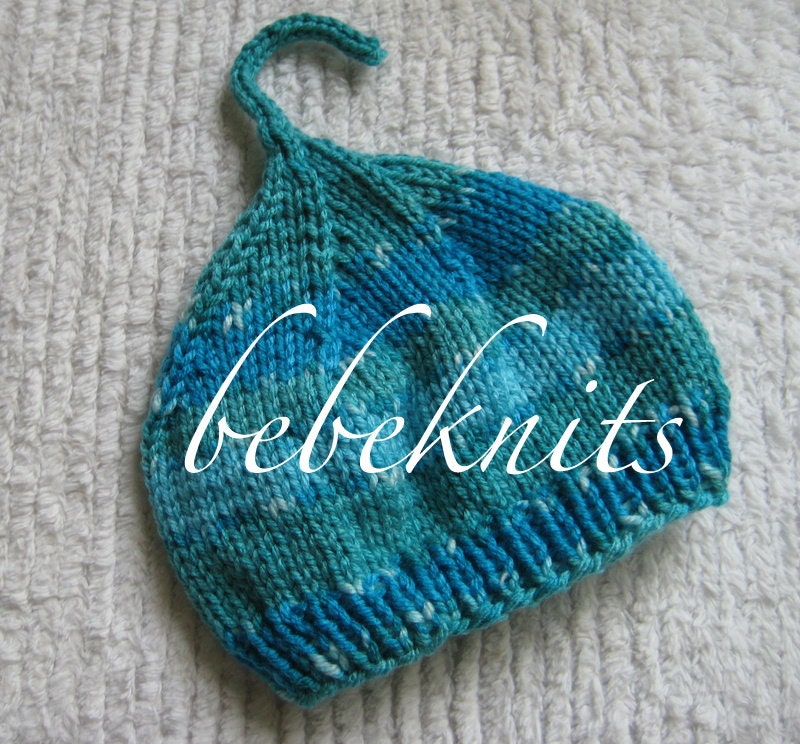 Mixed Blues Curly Top Baby Hat