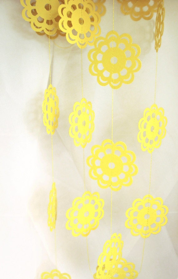 Bridal Shower Decoration- Yellow Garland - Paper Garland - Party Garland - Lemon Zest Yellow