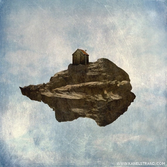 Surreal photography, fantasy art print, Floating Village, dreamscape, modern home decor, abstract dreamscapes