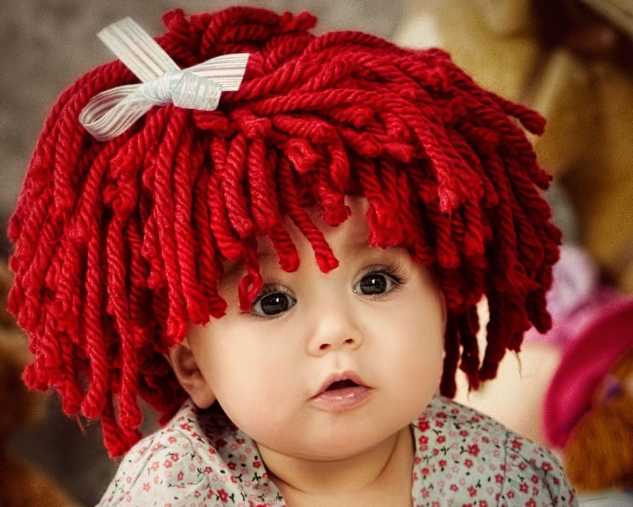 Baby Hat Crochet Hat Pattern,  Look Like Raggedy Ann wig, PDF Pattern