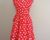 Vintage Floral Day Dress in Red  //  Lanz Dress
