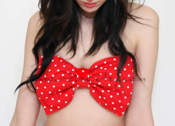 Red and White Dots Bow Bandeau