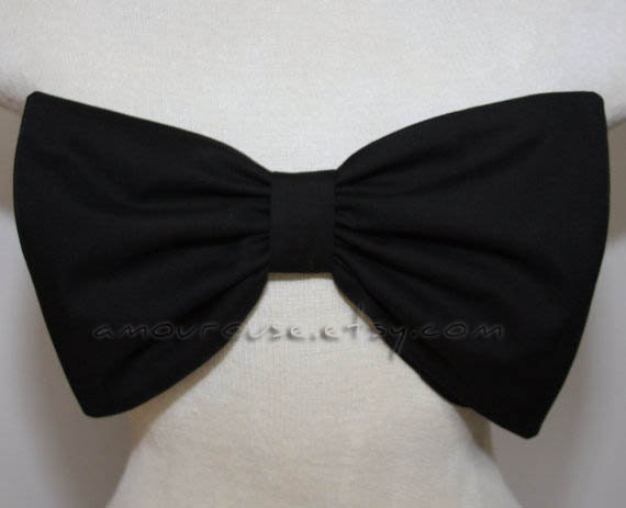 Solid Black Bow Bandeau (100% cotton fabric)
