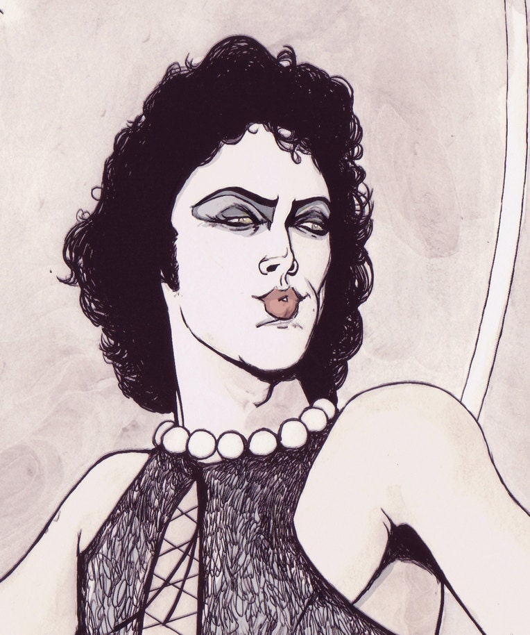 ON SALE Rocky Horror Transexual, Transylvania or Bust 12x18 print