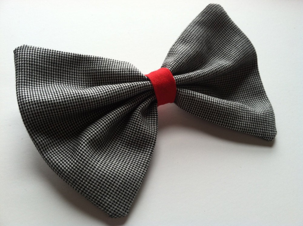 Black and White Plaid Hair Bow Clip - ThePaisleyTab