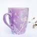 Coffee Mug Purple dandelion Mug - hand painted Cup