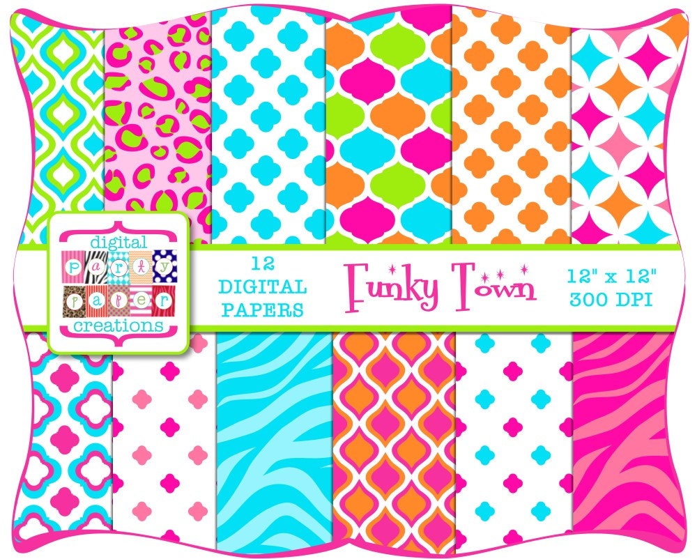 Digital Paper Pack - Zebra and Leopard Print Quatrefoil Ogee Digital Scrapbook Paper INSTANT DOWNLOAD Il_570xn
