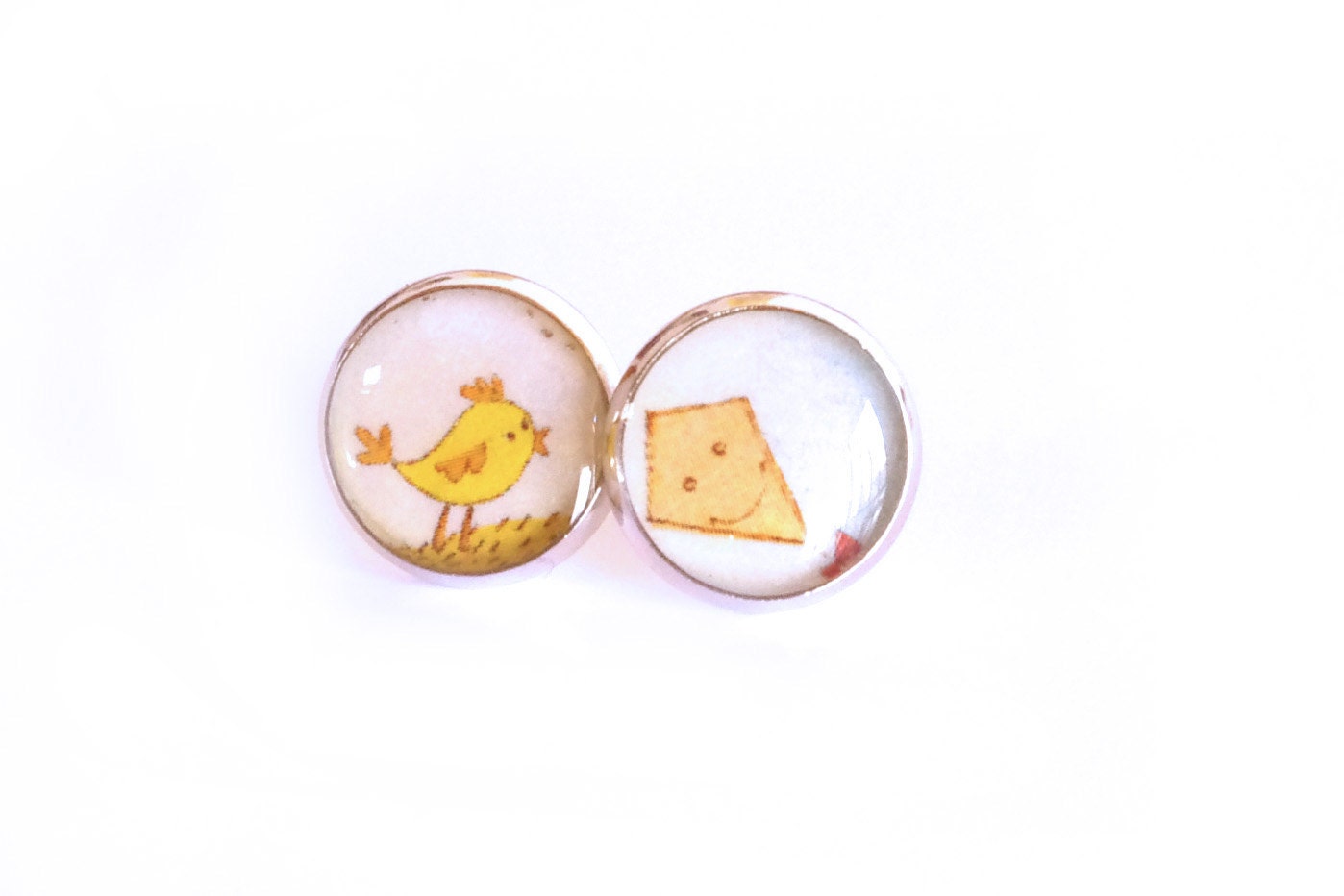 easter ear studs, earrings, chicken, yellow bird, Free shipping, gift under 20, different match