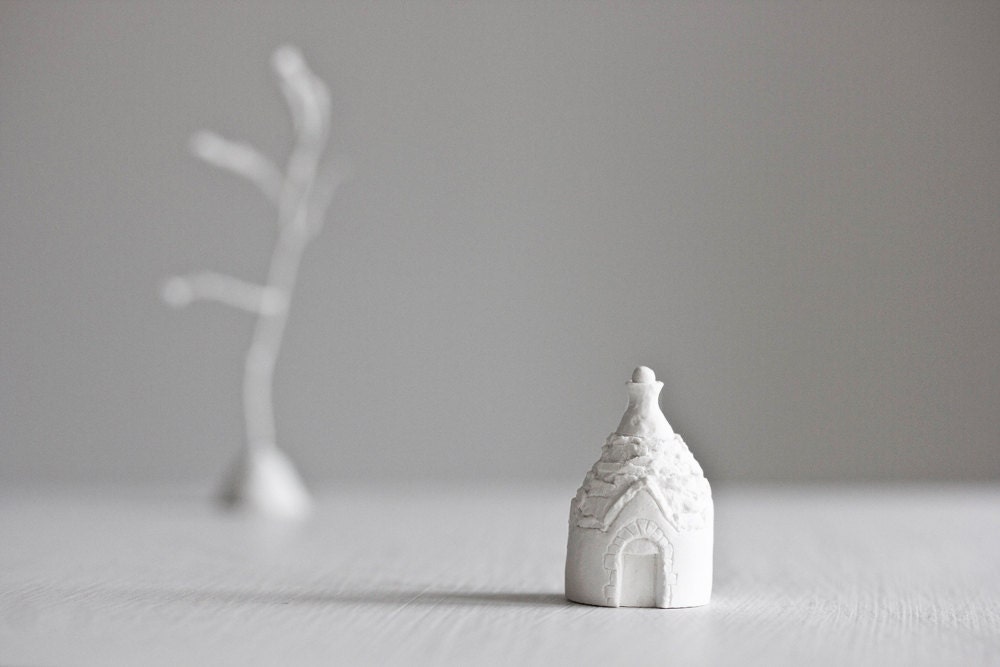 porcelain trullo italian architecture -  freestanding art object