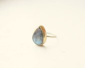Faceted Labradorite Teardrop Ring