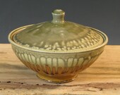 Small Stoneware Pottery Orange and Yellow Ceramic Casserole Half Quart (YCP255)