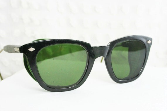 60s Mens Glasses 1960s Safety Sunglasses Black Horn by DIAeyewear