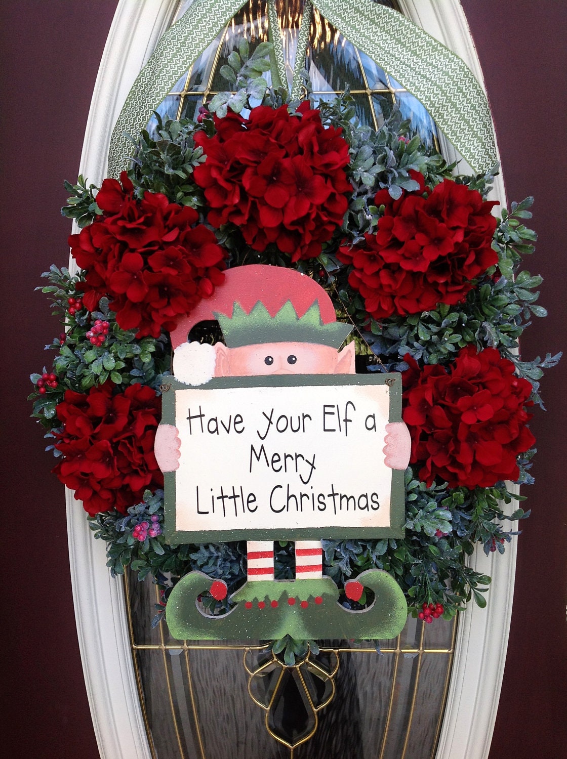 Christmas Wreath Christmas Gift Holiday Door Wall Wreath Decor.."Elf" Ready to Ship