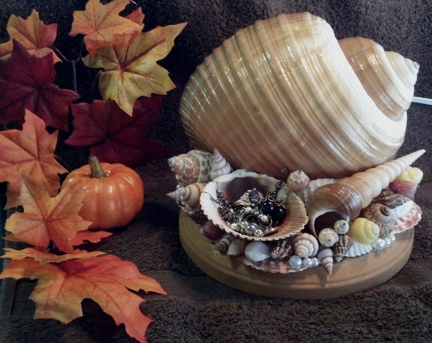 SeaShell Table Night Light 27 -- For Everyday but Decorated for Fall