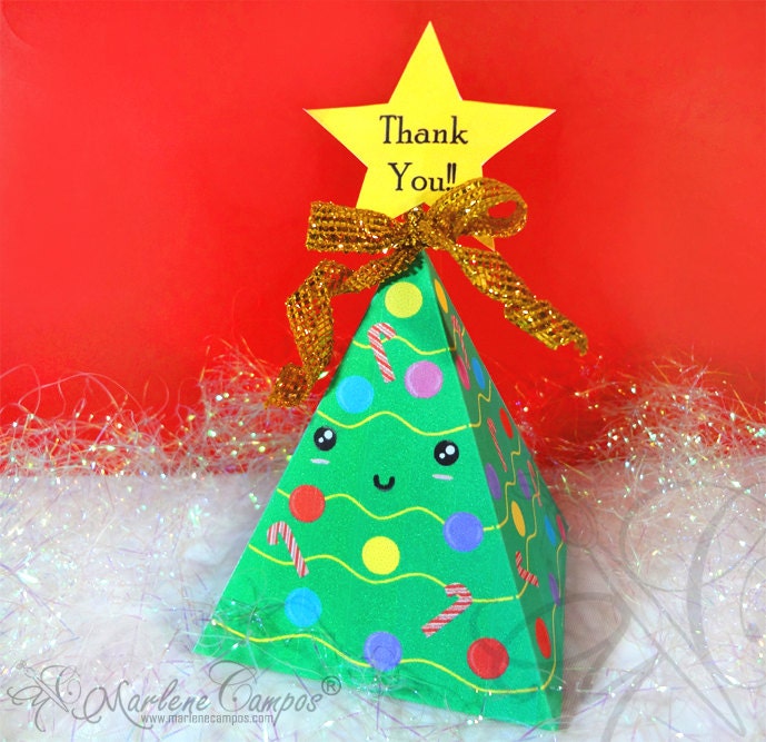 INSTANT DOWLOAD - ChristmasTree Favor Box, Cute Kawaii, Christmas Gift, Printable Box, Christmas Decoration, Printable - by PaperArtbyMC Il_570xn