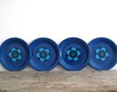 Vintage Blue Coasters - Melmac Drink Coasters - Blue Flower Coasters