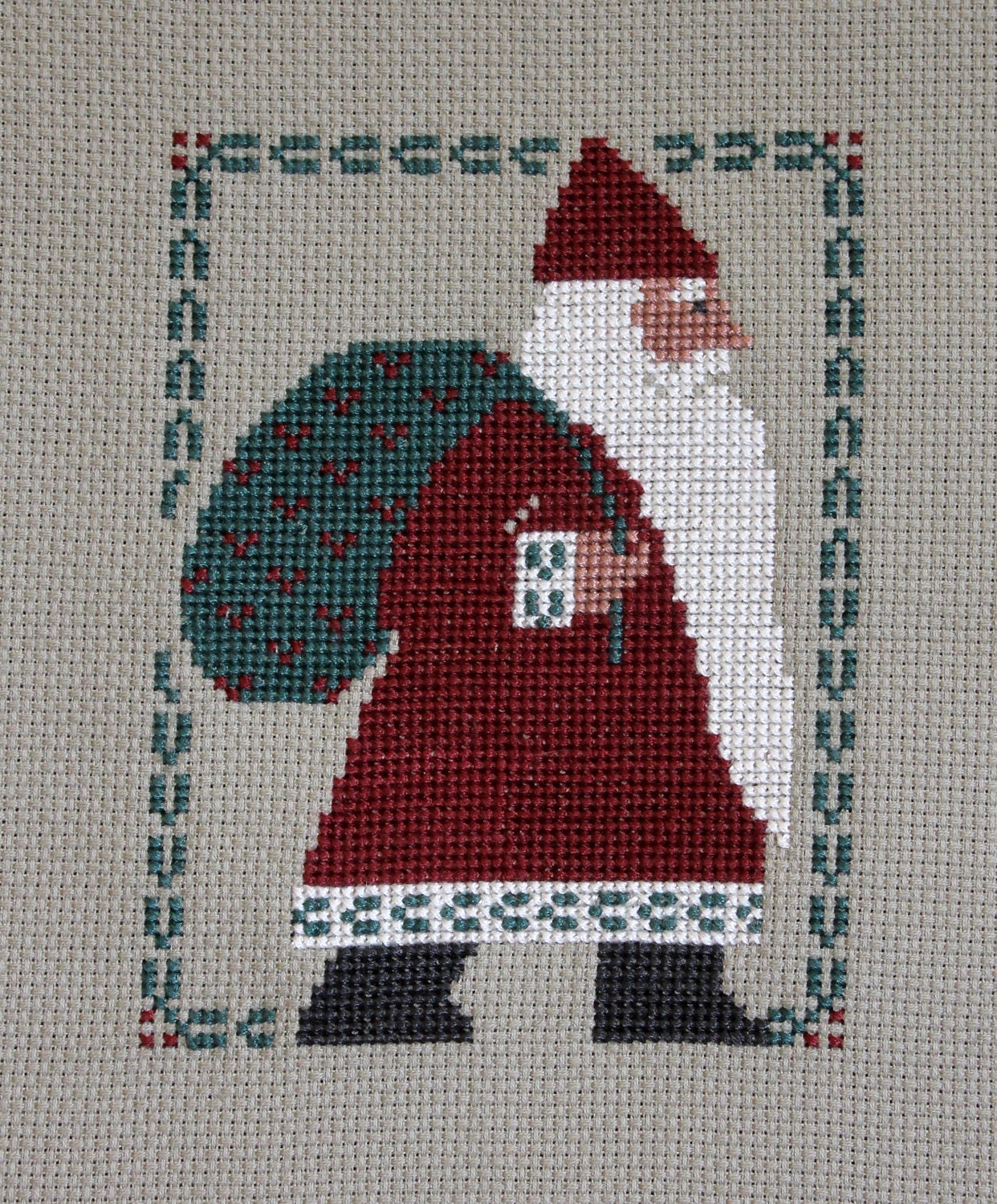 Completed cross stitch Prairie Schooler Santa Claus