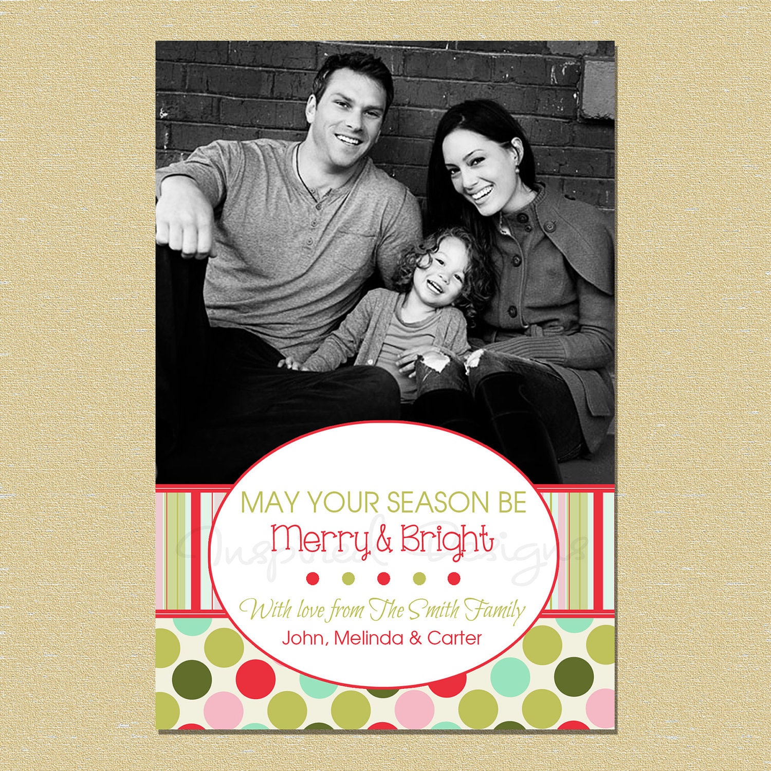 Christmas Polka Dot - May Your Season Be Merry & Bright Holiday Photo Greeting Card