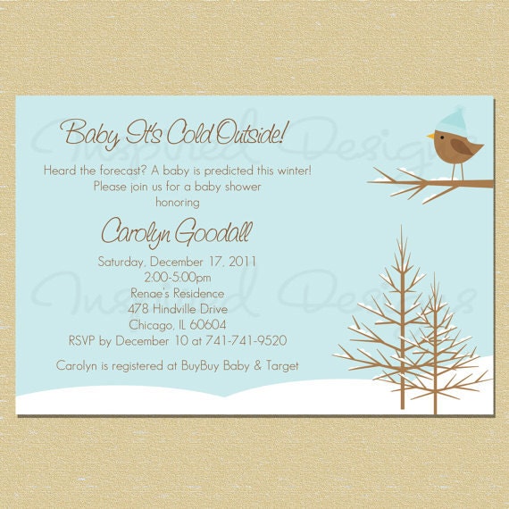Baby It's Cold Outside...Winter Wonderland Baby Shower Invitation (Neutral - Boy or Girl - Pink & Blue)