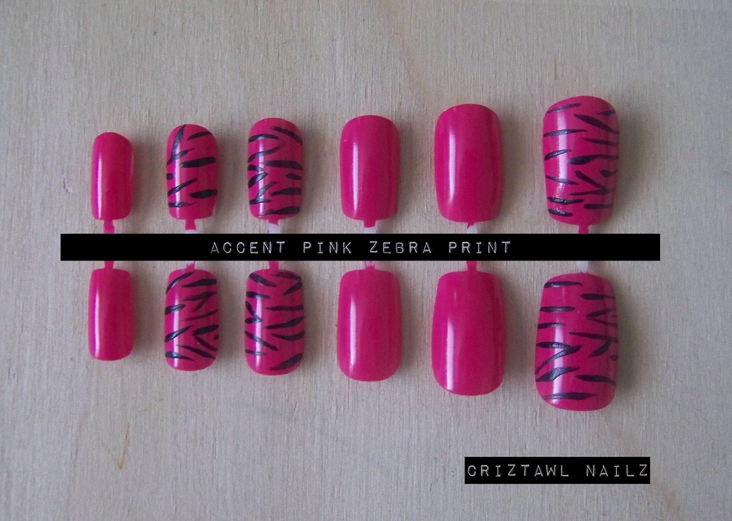Accent Pink Zebra Animal Print Nail Art Set