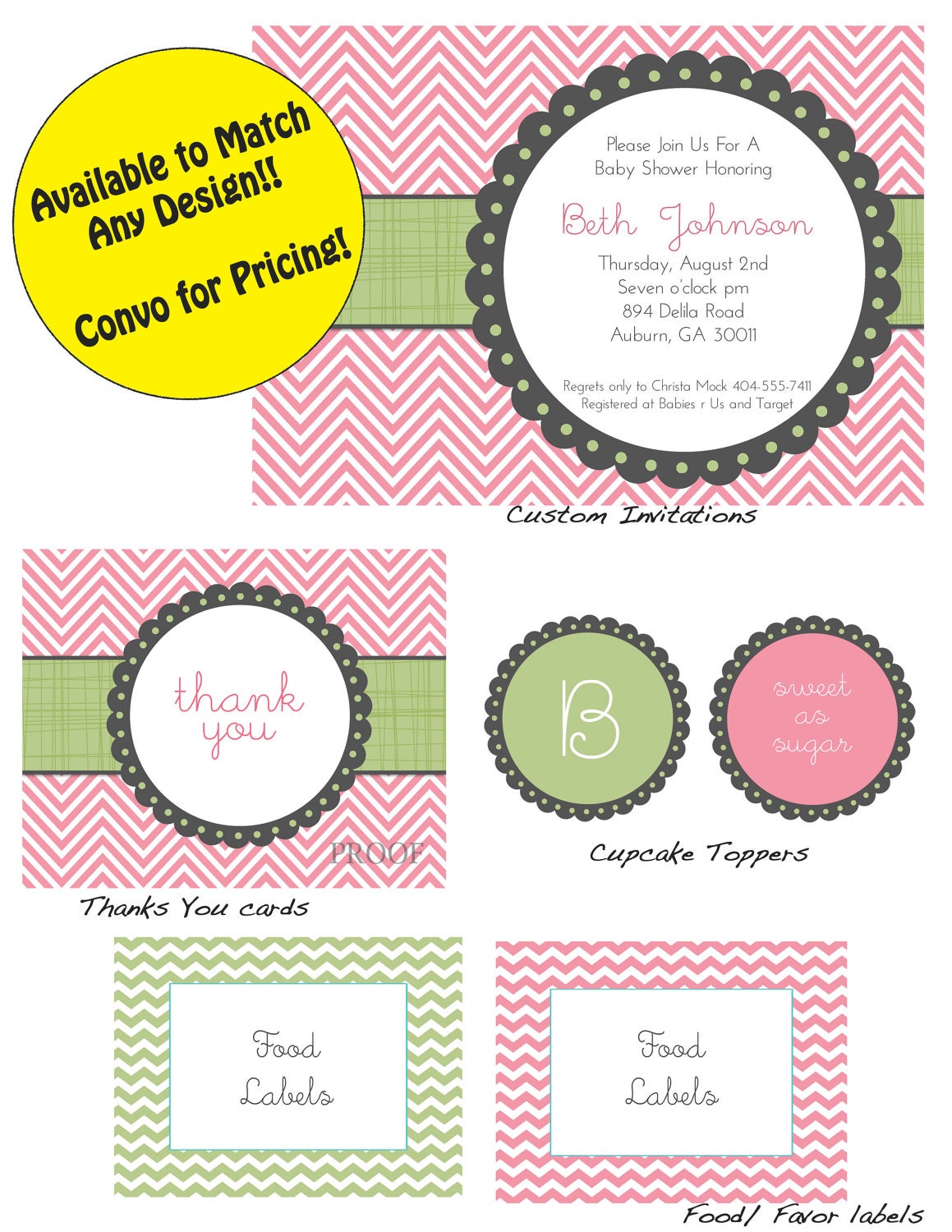 Bridal Shower Invitation or Baby Shower- Navy and coral mums, navy blue, dusty blue, beige