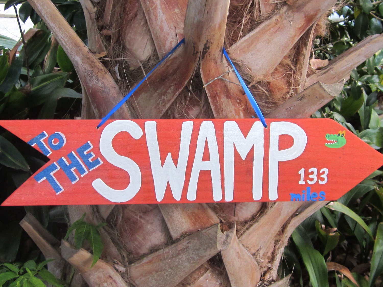 Florida Gators Customized Orange, Blue , Or  White Arrow Painted with Mileage from Your House TO THE SWAMP