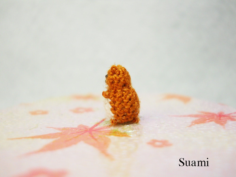 Extreme Tiny Groundhog - Micro Crochet Miniature Beaver - Brown Groundhog - Made To Order